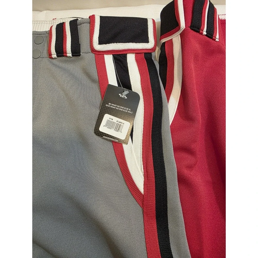 Boombah Long Baseball Pants. Lot of 3. Red & Grey. Size‎ 26